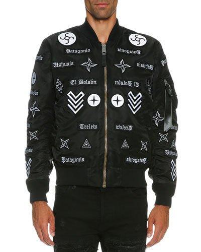 Roldan Alpha Ma-1 Mirrored-patch Bomber Jacket, Black