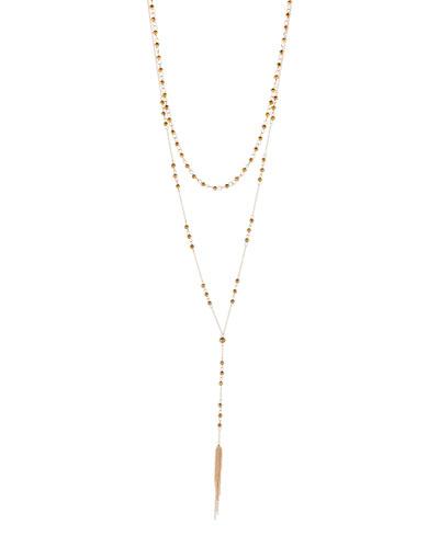 Golden Crystal Double-strand Y-drop Necklace