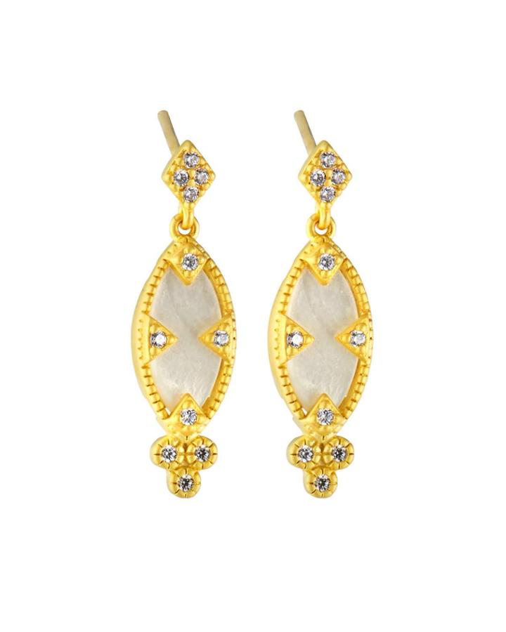 Textured Mother-of-pearl Eyelet Marquise Earrings