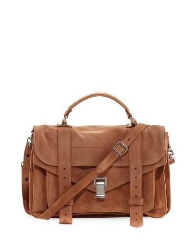 Ps1 Medium Suede Satchel Bag, Brown