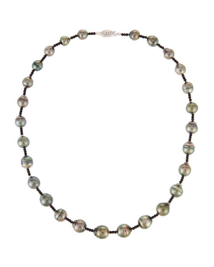 14k Pearl & Spinel Beaded Necklace