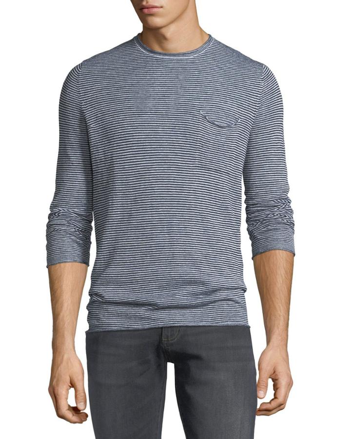 Men's Striped Long-sleeve Pocket T-shirt