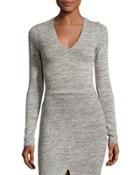 Jori V-neck Long-sleeve Crop Top, Gray