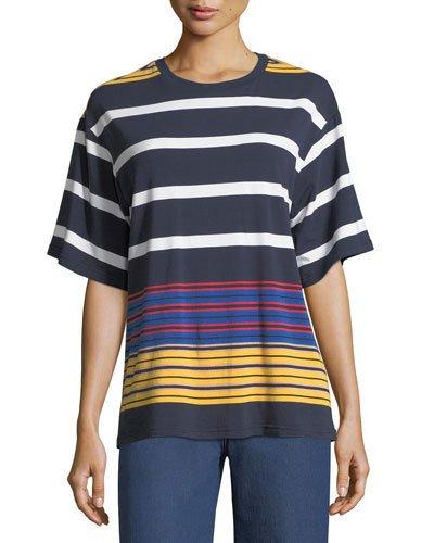 Multi-stripe Short-sleeve Top