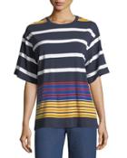 Multi-stripe Short-sleeve Top