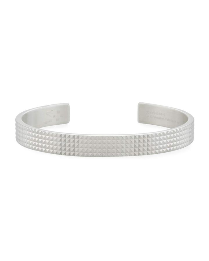 Le 23 Grammes Polished Sterling Silver Pyramid Guilloche Cuff