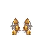 18k White Gold Diamond Multi-citrine Huggie Earrings