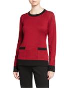 Contrast Banded Long-sleeve Pullover