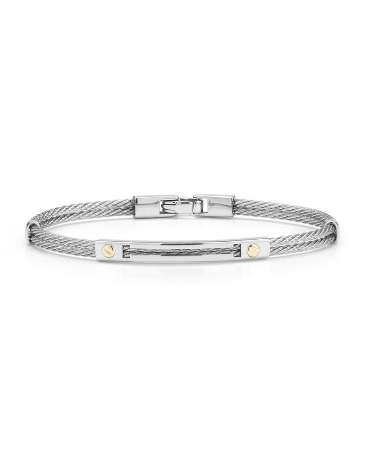 Men's 2-cable & Curved-bar Bracelet, Gray