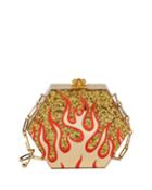 Macy Flames Hexagonal Clutch Bag, Gold