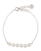 Beaded 5mm Simulated Pearl & Chain Bracelet, White