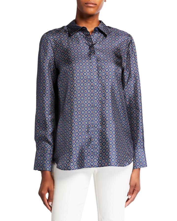 Scottie Printed Long-sleeve Button-front