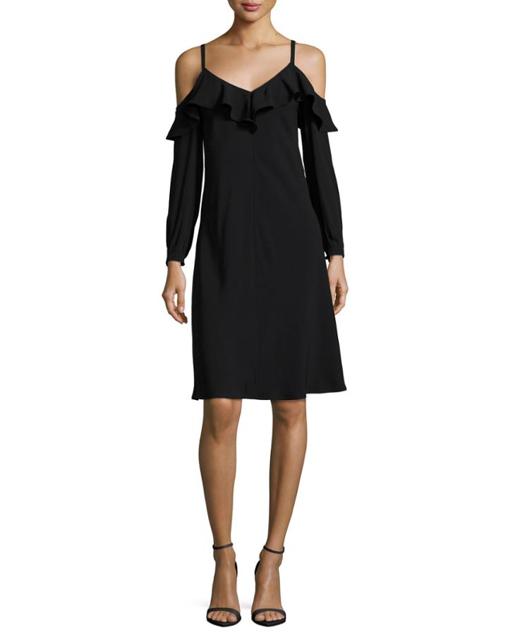 Felicia Cold-shoulder Ruffled Crepe Dress