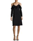 Felicia Cold-shoulder Ruffled Crepe Dress