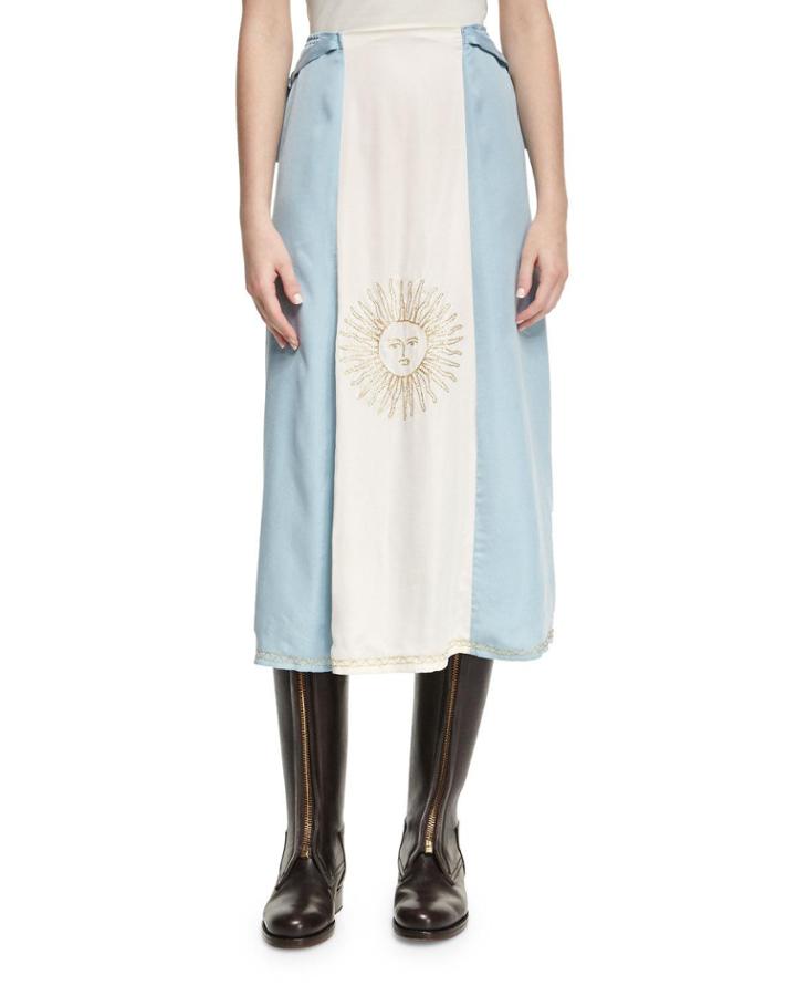 Flag Of Argentina Midi Skirt, Blue/white