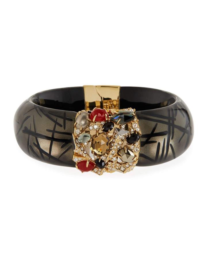 Encrusted Mosaic Futurist Hinge Bracelet