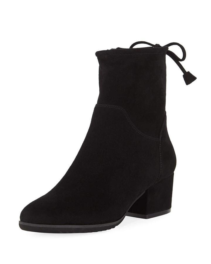Fanny Suede Mid-heel Sock Booties, Black