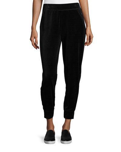 Simone Velour Jogger Pants, Black