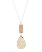 Long Champagne Drusy & Beaded Double-drop Pendant Necklace