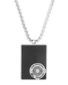 Men's Enamel Dog Tag Logo Circle Pendant Necklace, Black/silver