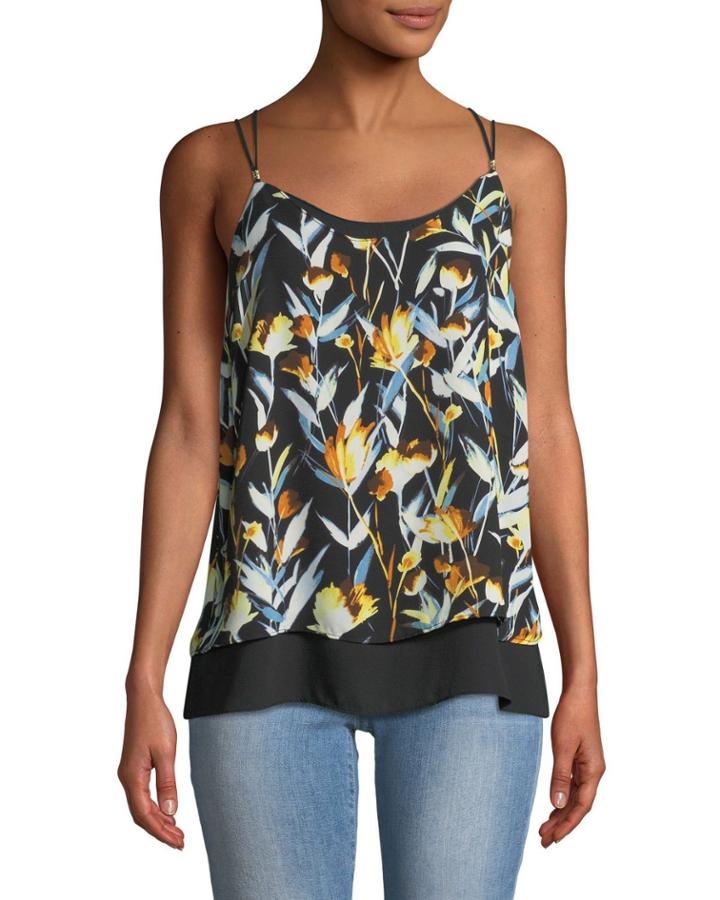 Floral Layered Chiffon Camisole Blouse