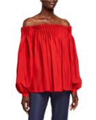 Off-the-shoulder Gauze Blouse