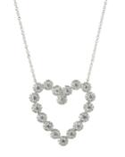 14k White Gold Diamond Heart Pendant Necklace,