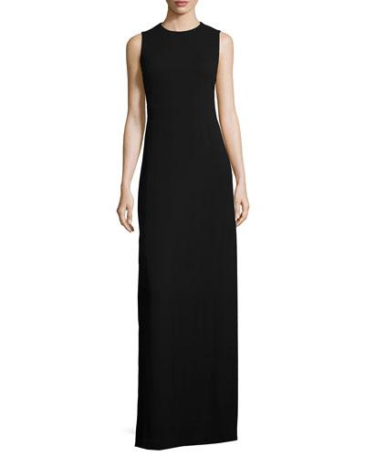 Sleeveless Back-slash Gown, Black
