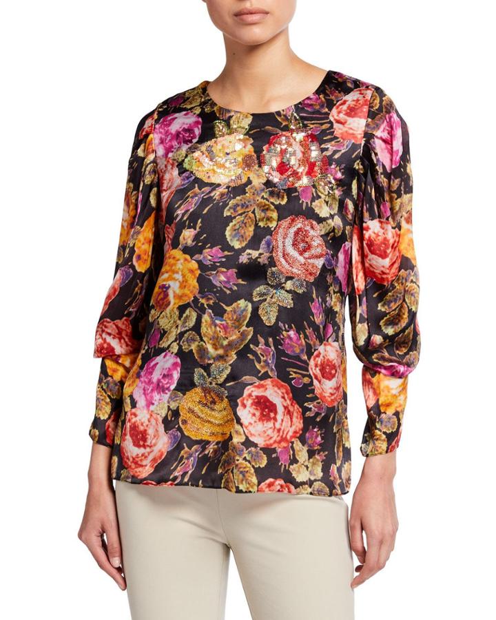 Hailee Georgette Sequin Printed Blouse