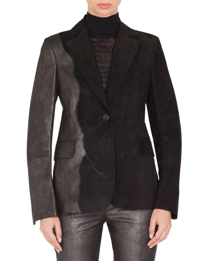 Seth One-button Suede Patchwork