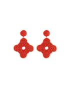 Beaded Geometric Drop Earrings, Coral