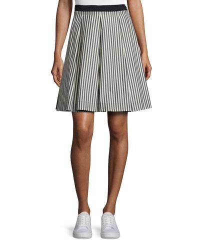 Striped Pleated A-line