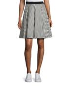 Striped Pleated A-line
