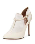 Valentino Patent/velvet Cutout T-strap Pump, Light Ivory, Women's, Size: