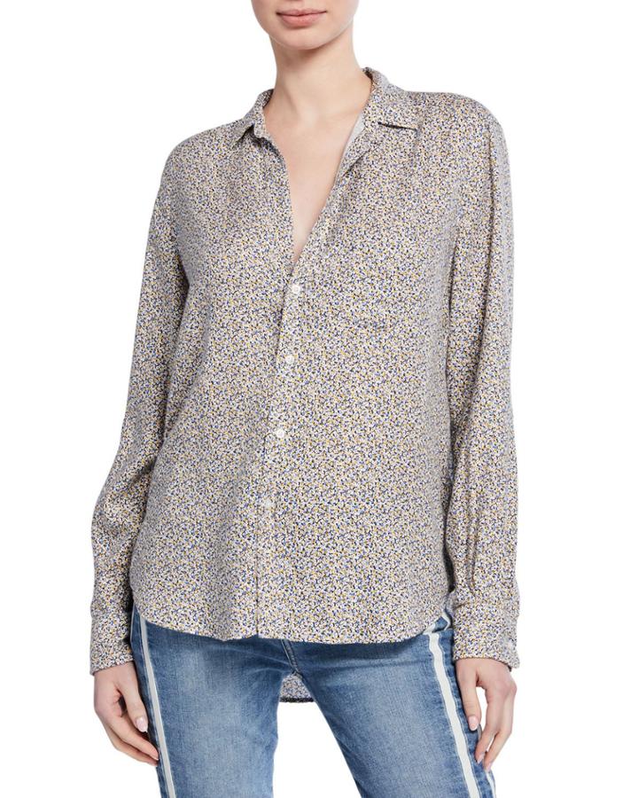 Long-sleeve Floral Button-down