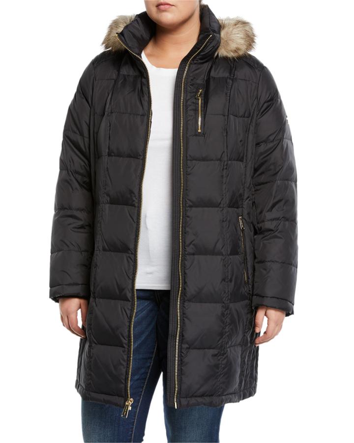 Faux-fur Hooded Down Jacket,