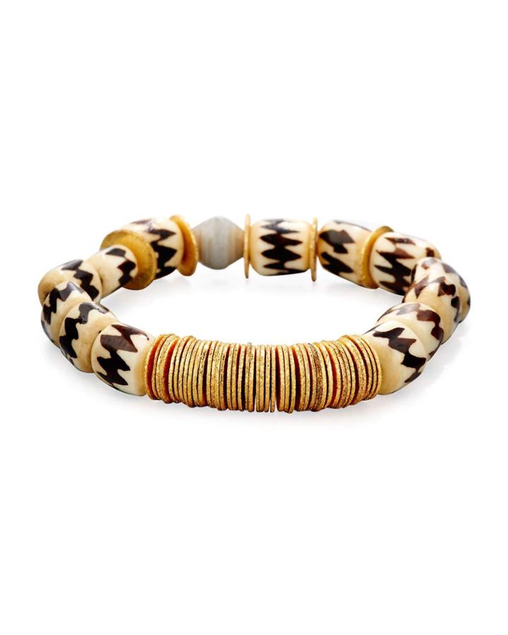Kenyan Bead And Gold Disc Bracelet