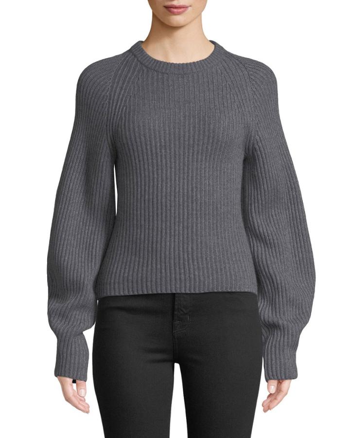 Huron Sculpted-sleeve Crewneck Merino Wool