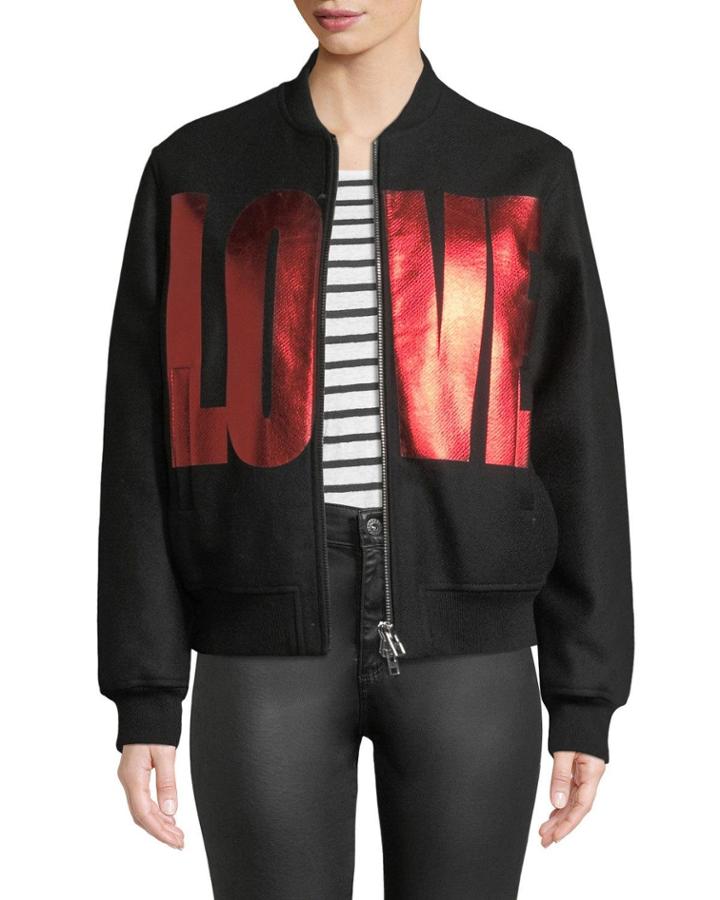 Love Foiled Bomber Jacket