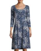 3/4-sleeve Fit & Flare Dress