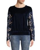 Velvet Lace Bell-sleeve Blouse