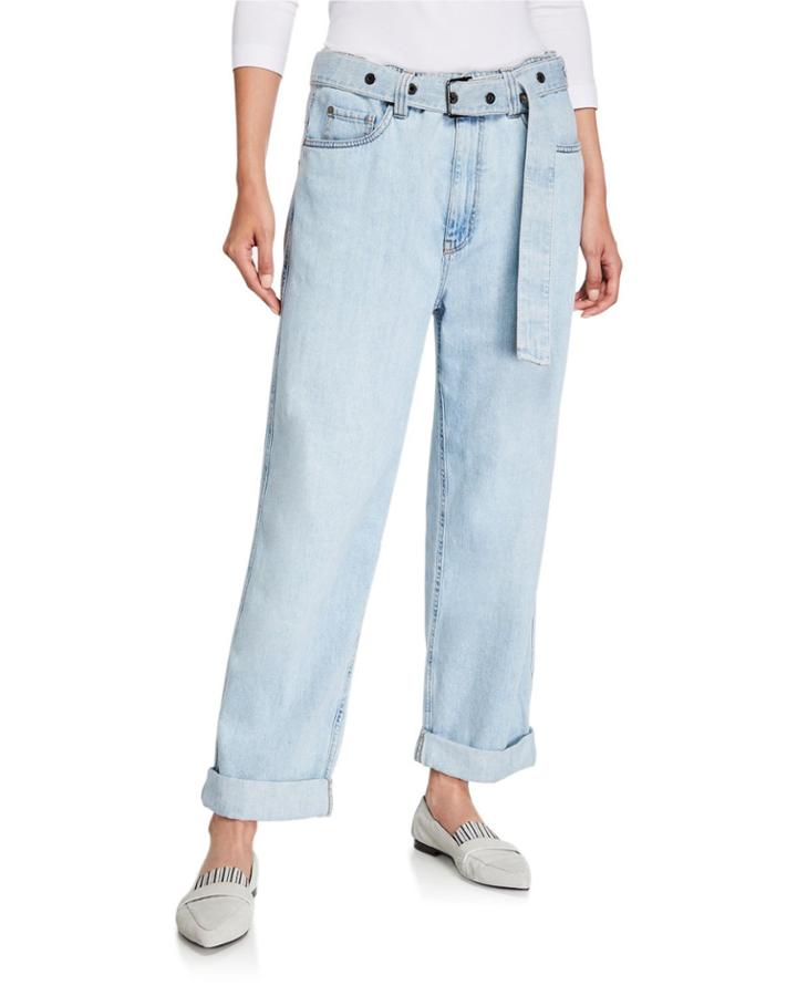 Grommet-belted Relaxed-fit Jeans