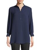 Declan Silk Blouse W/shimmer Knit Cuffs