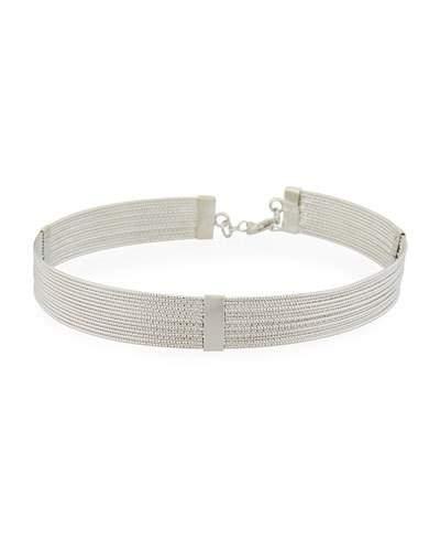 Polished Silvertone Multi-row Choker