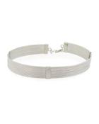 Polished Silvertone Multi-row Choker