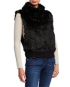 Rabbit Fur Cowl-neck Pullover Vest