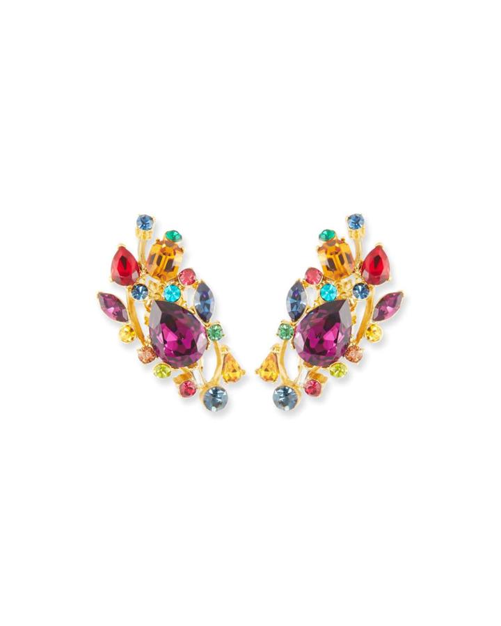 Large Multicolor Stone Clip-on Ear Climbers