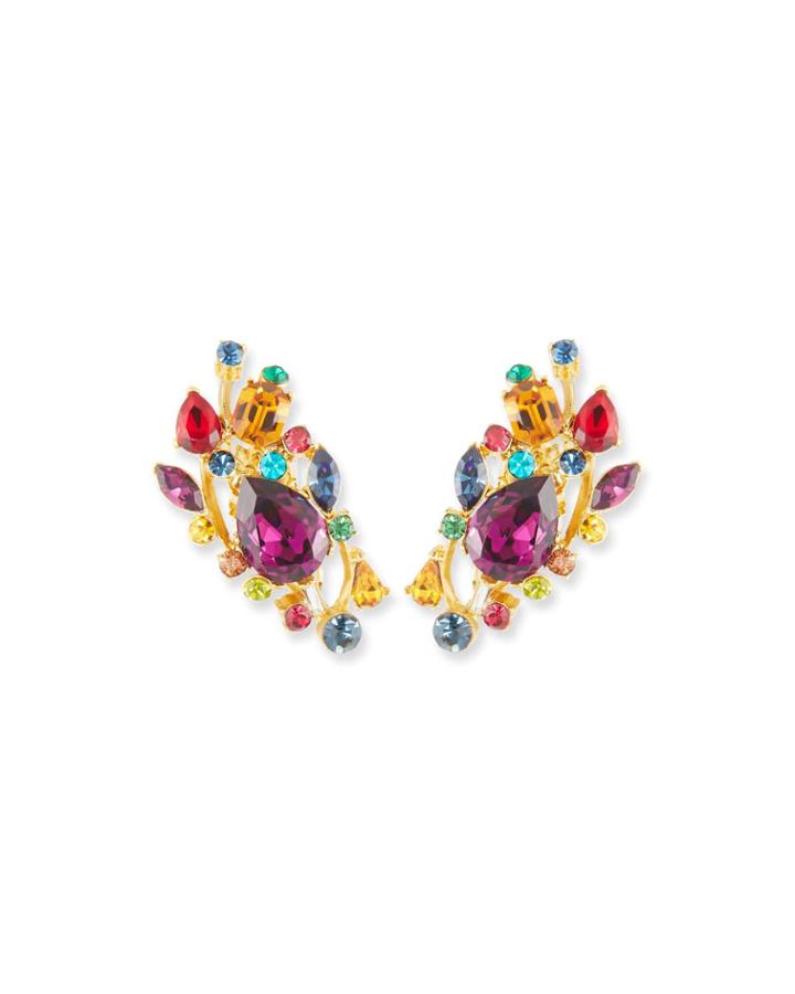 Large Multicolor Stone Clip-on Ear Climbers