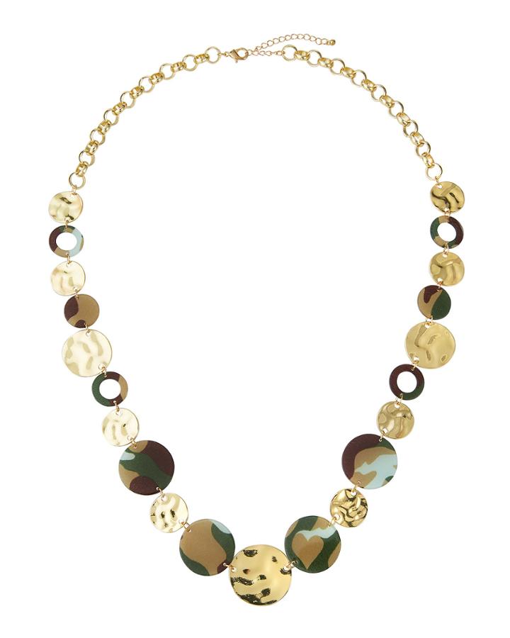 Hammered Disc And Hoop Necklace