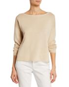 Plus Size Boat-neck Bracelet-sleeve Organic Linen/cotton